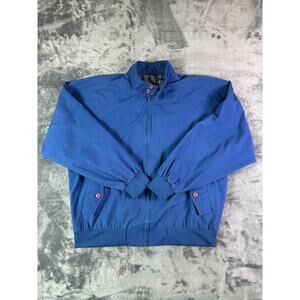 Whitefish Bay Harrington Jacket L Blue Plaid Lined Windbreaker 90s‎